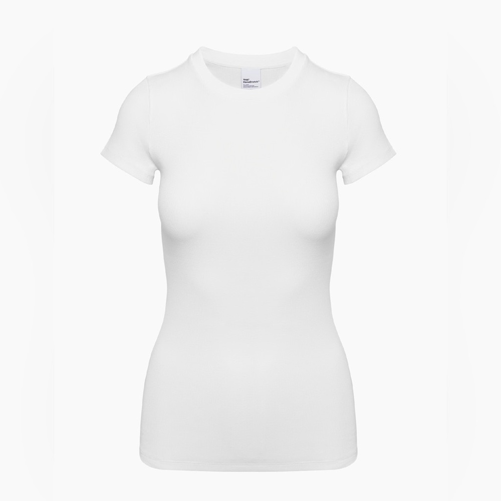 BNWOT- Aritzia TNA HomeStretch Stretch-Rib Crewneck White T-Shirt Long (XXS)